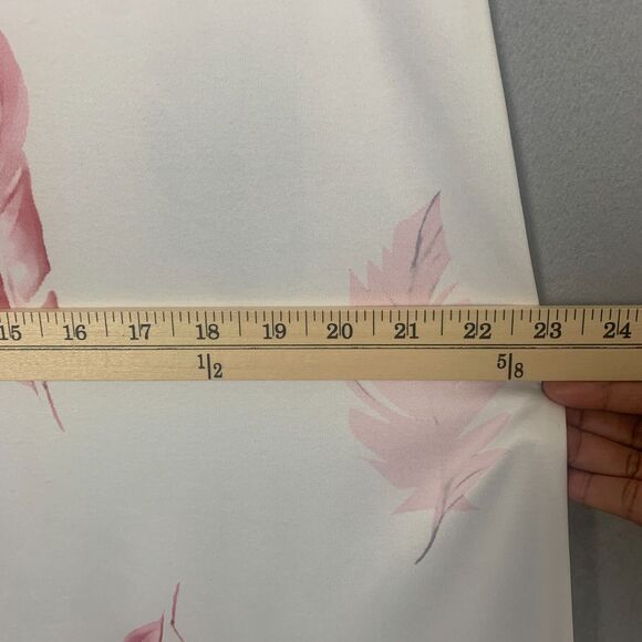 Feather Print Slip Dress Size XL White Pink Feather Motif Summer Festival Maxi - Picture 7 of 9